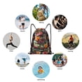 thumbnail image 6 of Honeii Stained Glass Floral Cake Print Drawstring Backpack,Drawstring Bags String Backpack Gym Cinch Sack Backpack Sport Bag Draw-Small, 6 of 6