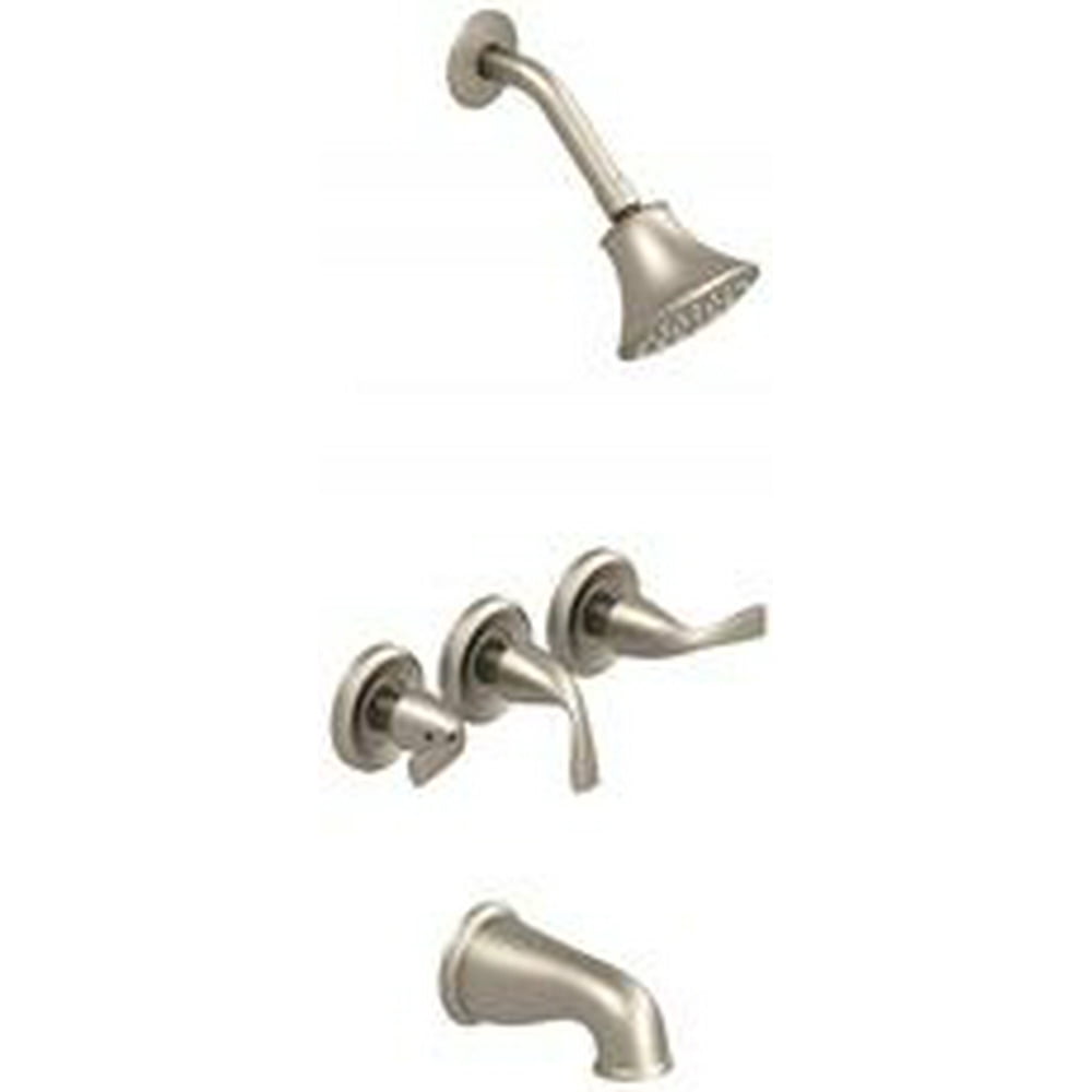 Premier Sanibel ThreeHandle Tub & Shower Faucet, Brushed Nickel