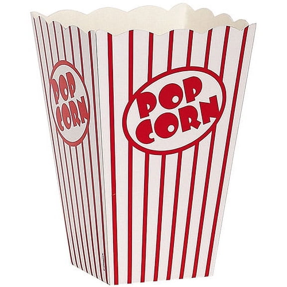 Classic Striped Popcorn Boxes, Red & White, 6.25 x 4in, 10ct