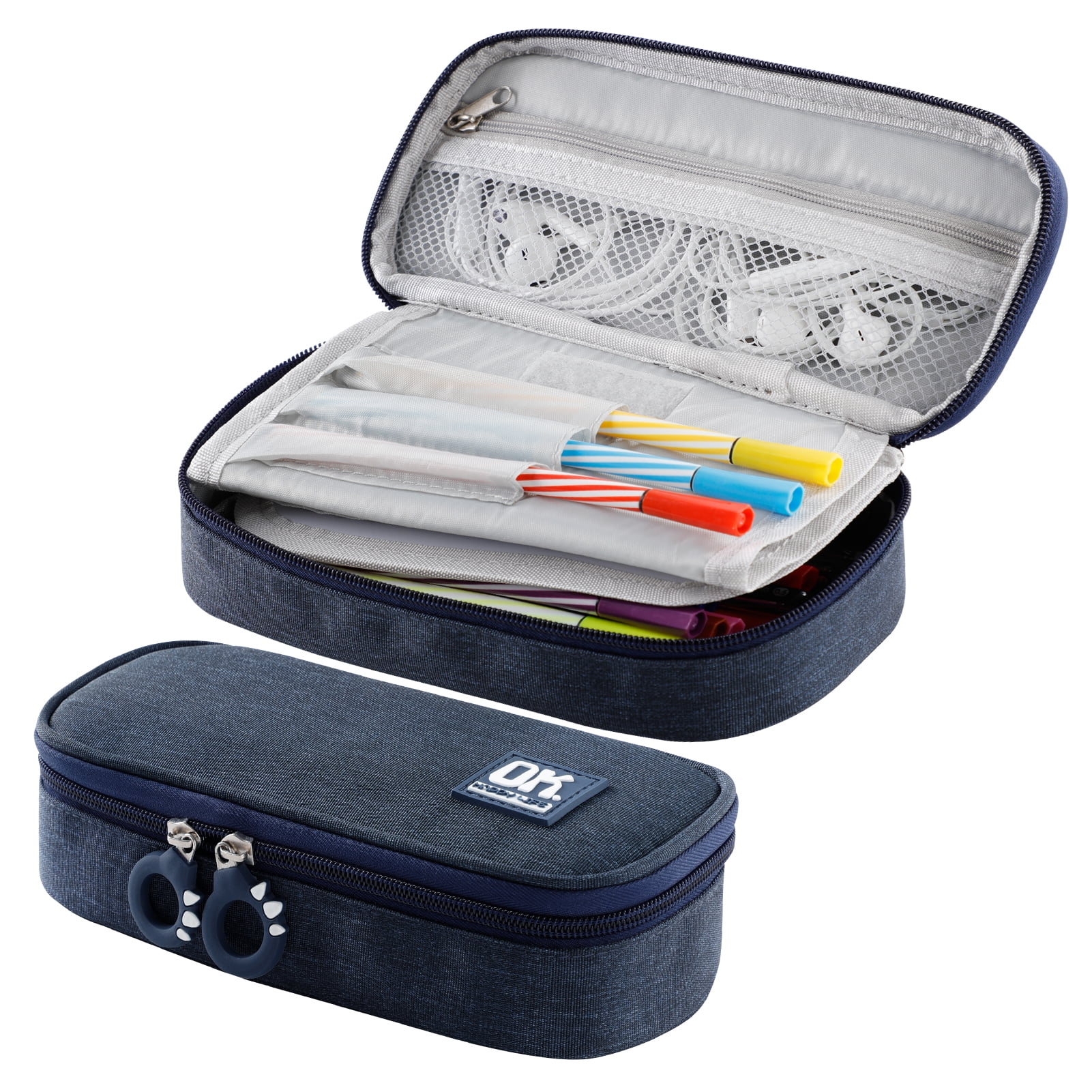 Student Felt Zip Pencil Pen Bag School Case Stationery Pouch Box Supplies BL 