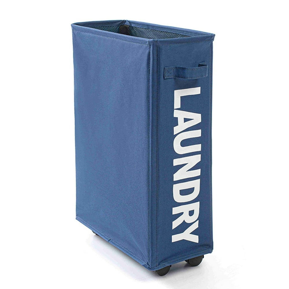 Tomshoo Rolling Slim Laundry Basket with Universal Wheels Corner