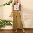 thumbnail image 4 of Womens Wide Leg Casual Jumpsuits Linen Blend Loose Fit Overalls Flowy Sleeveless Bib Outfits Yellow,XL, 4 of 6