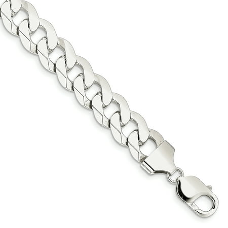 Primal Silver Sterling Silver 12.30mm Beveled Curb Chain Bracelet