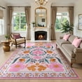 thumbnail image 2 of Moynesa 8'x10' Farmhouse Floral Washable Rugs for Living Room, Large Pink Coquette Rugs for Bedroom, Soft Colorful Boho Flower Accent Carpet for Dining Room Nursery Dorm Apartmen, 2 of 8