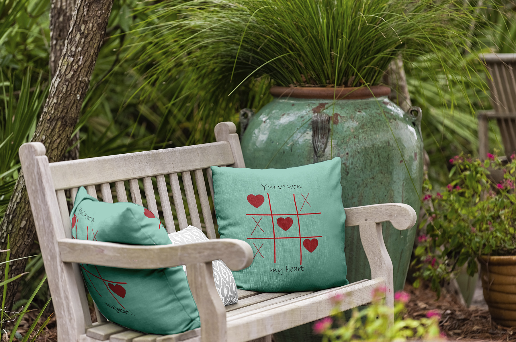 20" x 20" Simply Daisy You've Won My Heart Polyester Indoor/Outdoor Pillow, Spring Green Qty 1