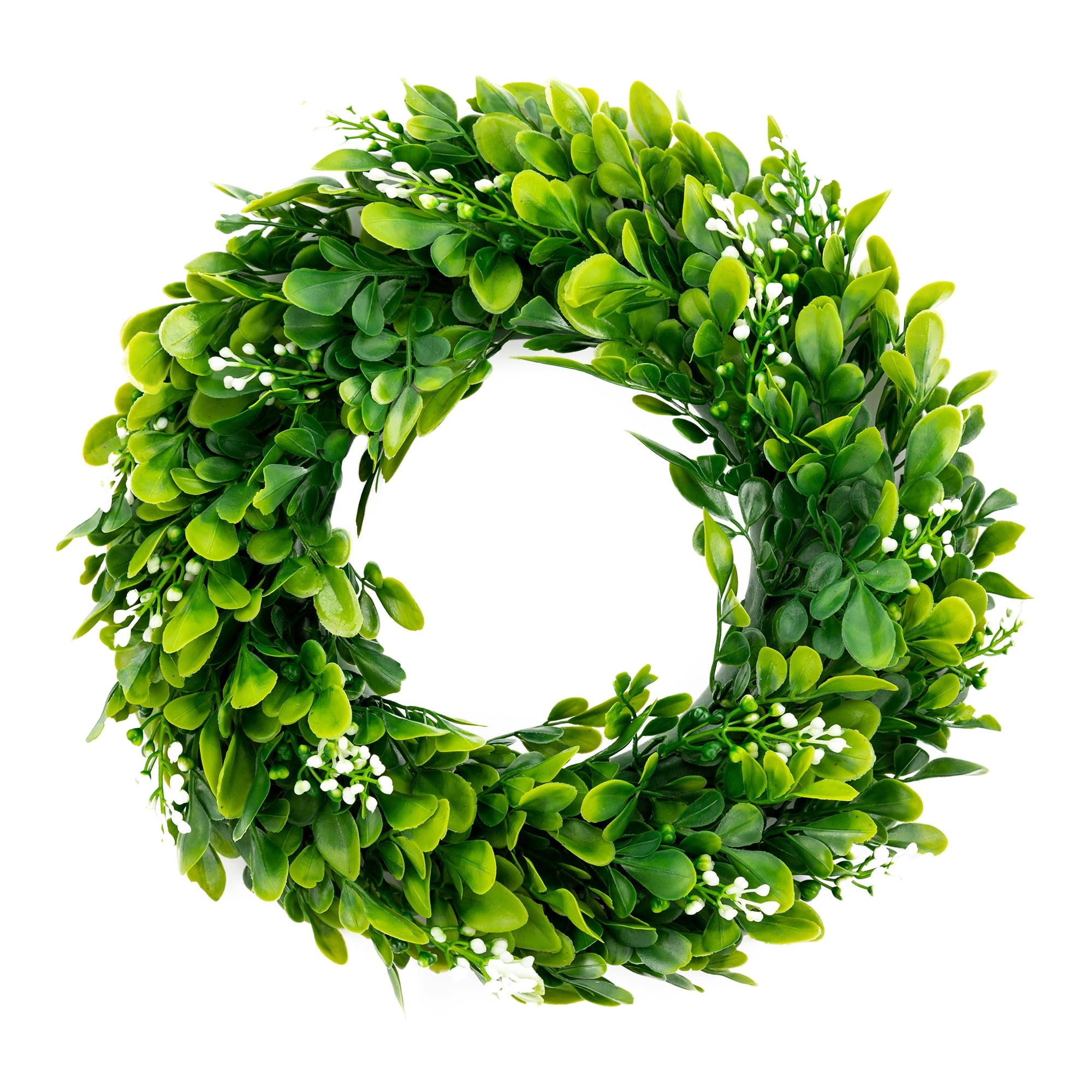 Artificial Green Wreath for Outdoor Mini Boxwood Wreath Farmhouse Wreath for Front Door 18 inch Wreath Window Wreath for Home Spring Decoration Outdoor