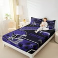 thumbnail image 4 of Manfei Baltimore Twin Sheet Sets,Football City Twin Fitted Sheet,Purple Helmet Flat Sheet,Super Cozy Room Decor,3-Piece, 4 of 7