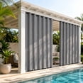 thumbnail image 2 of DONGPAI 100% Blackout Outdoor Curtains for Patio Waterproof Windproof, Linen Textured Outside Curtain with Top Grommet & Bottom Back Tab for Gazebo Porch Pergola, 100" x 96", Gray, 1 Panel, 2 of 8