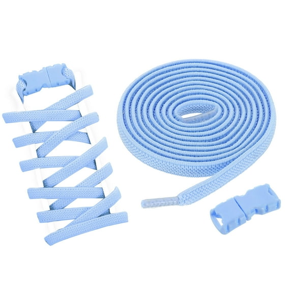 4 Pack Elastic Tieless Shoe Laces No Tie Flat Shoelaces Stretch Shoes Strings for Adults Sneakers, Sky Blue