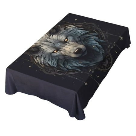 

JSTEL Wolf Artwork Table Cloth Rectangle 60 x 90 Inch Tablecloth Anti Wrinkle Table Cover for Dining Kitchen Parties