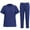 Dark Blue, variant on ZZwxWA Scrubs Medical Uniform Women and Men Scrubs Set Medical Scrubs Top and Pants V-Neck Solid Color Scrubs Sets
