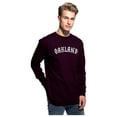 thumbnail image 2 of Daxton Retro Oakland Arch Font Long Sleeves T Shirt Soft Medium Weight Cotton, Plum Tee White Font, M, 2 of 2