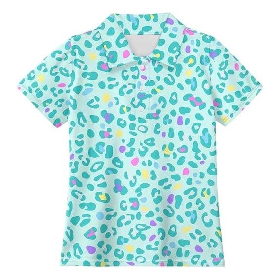 FYDUU Boys Polo Shirt Short Sleeve Golf Shirts Activewear Colorful Printed Lightweight Casual Collared Polo Shirts Back To School Clothes 11-12 Years
