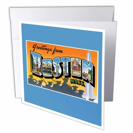 Postcards Of Boston 3dRose Greetings from Boston Mass. Scenic Postcard Reproduction, Greeting Cards, 6 x 6 inches, set of 6 ()