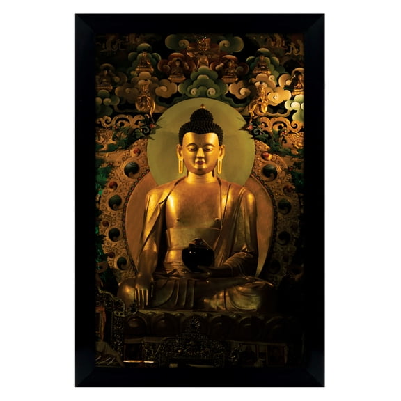 IBA Indianbeautifulart Peaceful Gautam Buddha Digital Prints Poster With Frame For Living Room Home Decor Modern Artwork Frame Wooden Frame For Wall Decor
