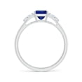 thumbnail image 2 of ANGARA Natural Square Sapphire & Baguette Diamond Rectangle Link Ring in 14K White Gold for Women (Size-5mm) | September Birthstone, Anniversary, Jewelry Gift for Women | Natural Blue Sapphire Ring, 2 of 9
