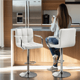 thumbnail image 4 of Alden Design Adjustable Swivel Bar Stools Modern Faux Leather Bar Chair Set of 2, White, 4 of 10
