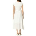 thumbnail image 3 of INSPIRE CHIC Work Office Dress for Women's Midi Round Neck Cap Sleeve Dress White M, 3 of 5