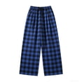 thumbnail image 7 of FAHXNVB Plaid Pajama Pants for Women Elastic Waist Casual Lounge Pants Loose Fit Pj Bottoms with Pockets,XL,Blue, 7 of 7