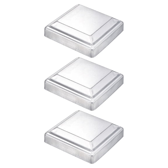 Uxcell 3 Pack Fence Post Cap Fit 4" x 4" OD Pipe, Galvanized Steel Deck Post Cover Square Decking Caps for Mailbox Outdoor Chain Link Wood/Metal Fence Deck Railing, Silver