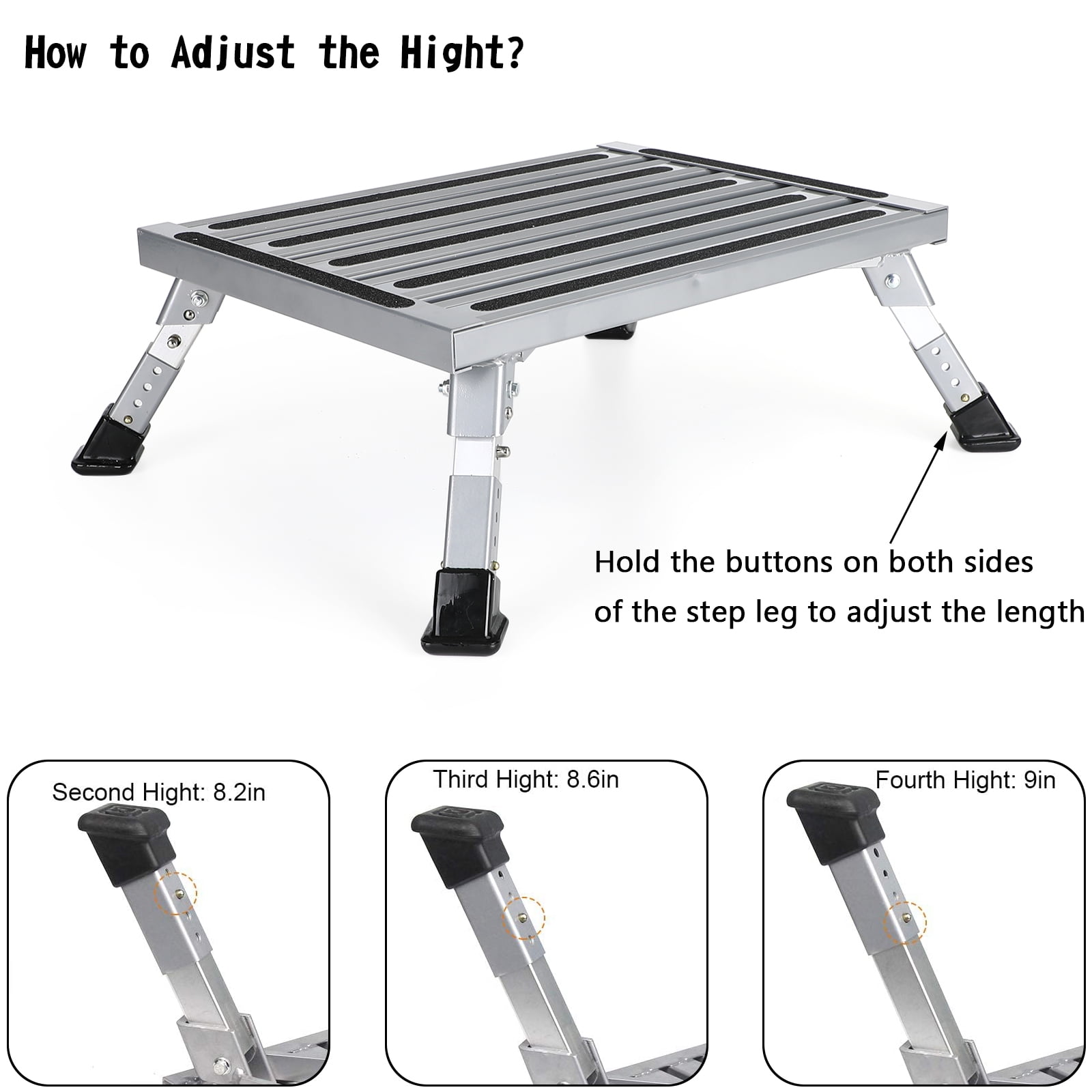 Portable Folding Aluminum Platform Step Stool RV Trailer Camper Working Ladder 