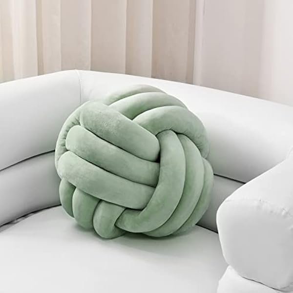 wonima44 Soft Knot Ball Pillows,Round Throw Pillow Cushion Home Decoration Plush Pillow,Throw Knotted Pillow Handmade Round Plush Pillow(13.7inches,Green)
