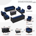 thumbnail image 6 of MF Studio 13 Pieces Outdoor Patio Furniture Set with 45-Inch Fire Pit Table Wicker Patio Conversation Set, Navy Blue, 6 of 12