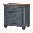 thumbnail image 6 of 3-Drawer Corduroy Blue Nightstand – No Assembly, Rubber Solid/Birch Veneer, 6 of 7