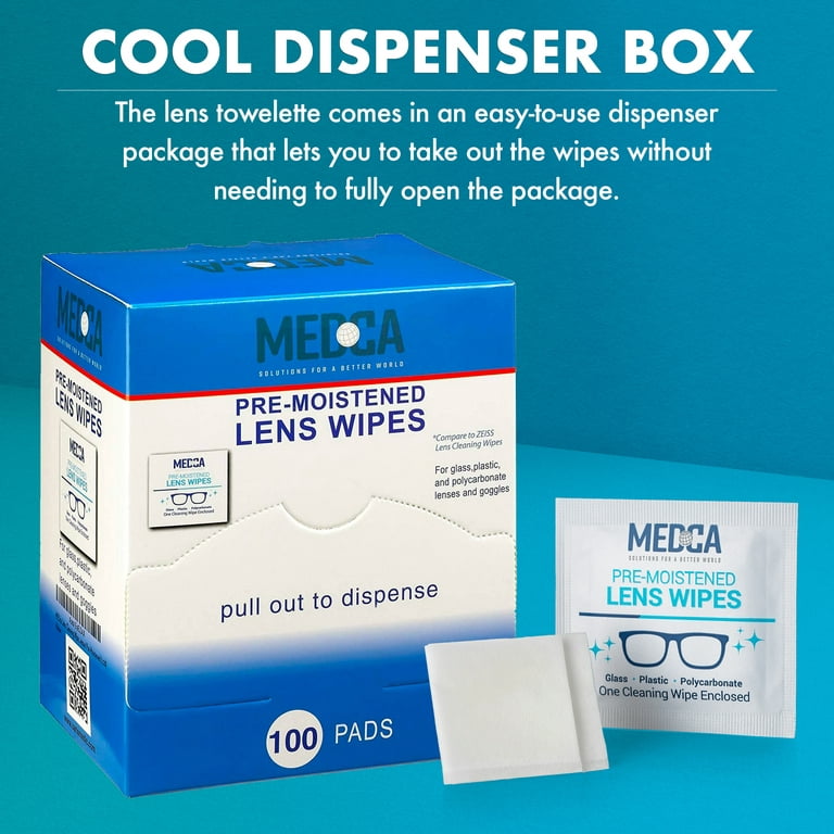 Premoistened Lens and Glass Cleaning Wipes - Portable Travel
