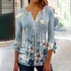 thumbnail image 1 of ICHUANYI Clearance Women Fashion Printed Casual V-Neck Short Sleeve Loose T-Shirt Blouse Tops(Sky Blue, M) ICHUANYI WER2023080912481, 1 of 5