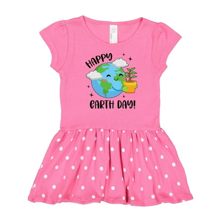 

Inktastic Happy Earth Day Cute Smiling Planet Earth with Tree Gift Baby Girl Dress