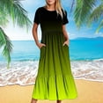thumbnail image 2 of ibuvkizy Casual Dress for Women 2025,Summer Fashion Maxi Tiered Dress Crewneck Solid Color Short Sleeve Comfortable Loose Long Dress with Pockets Beach Sundresses Yellow,Sizes S-2XL, 2 of 7