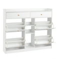 thumbnail image 3 of 2 Drawers Shoe Cabinet with Top Baffle Particle Board, White/128*25*107cm, 3 of 14