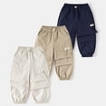 thumbnail image 2 of Ticikt Boys Cargo Pants, Summer Breathable Lightweight Kids Long Trousers, Elastic Waist Casual Joggers with Pockets for Little/Big Boys,Color:Blue, 2 of 3