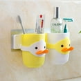 thumbnail image 4 of Wekity Traceless Suction Wall-Mounted Kids Toothbrush Holder, Small Yellow Duck Mouth Cup Holder, Children's Wall Hanging Toothbrush and Toothpaste Holder Cartoon Brushing Cup (Yellow), 4 of 7