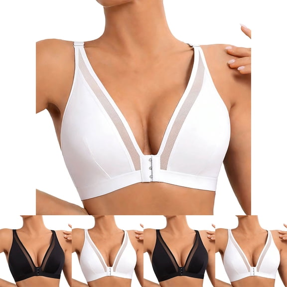 Bixock Jelly Front Closure Bras for Women Wireless Push Up Bra Seamless Padded Comfortable Supportive Everyday Bra