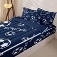 thumbnail image 3 of Castle Fairy Minimalist Soccer Print Zipper Twin Comforter Sets with Fitted Sheet and 2 Pillowcases, Sport Theme Zipper Bedding Set, Navy White,4-Piece,Navy Blue Reversible, 3 of 6