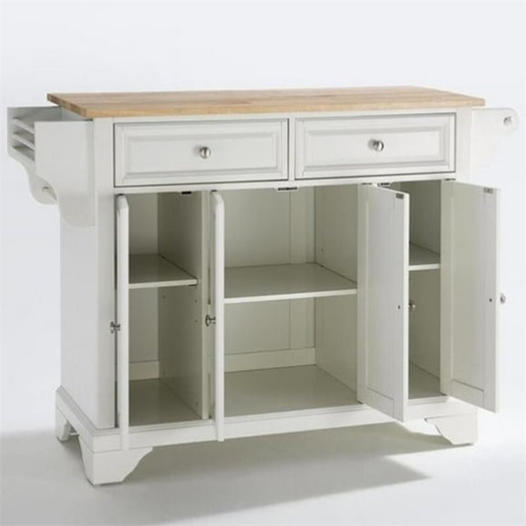 Crosley Furniture LaFayette Natural Wood Top Kitchen Island in White