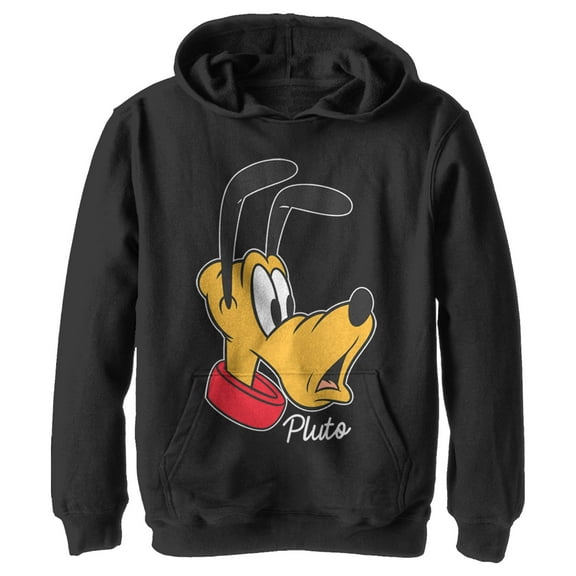 Boy's Mickey & Friends Pluto Portrait Pull Over Hoodie Black X Large