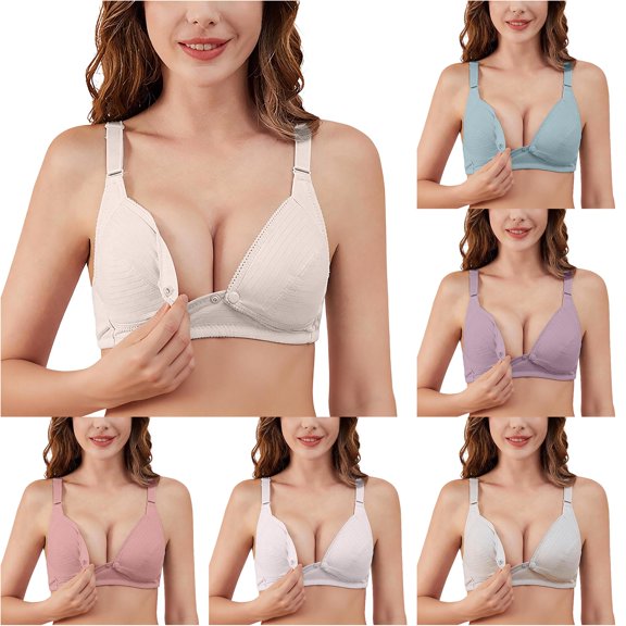 HNMKIU Pure Maternity Nursing Bra For Pregnancy Postpartum Comfort Extra Large Supportive Breastfeeding Summer Wear Beige - 38