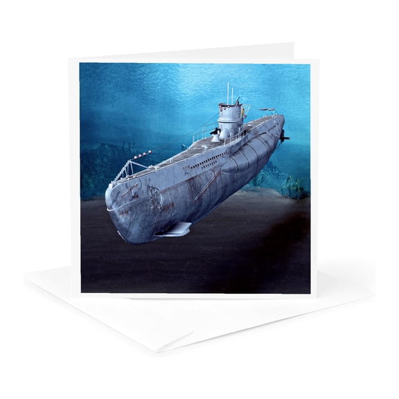 3dRose, Military Submarine, 1 Greeting Card with envelope