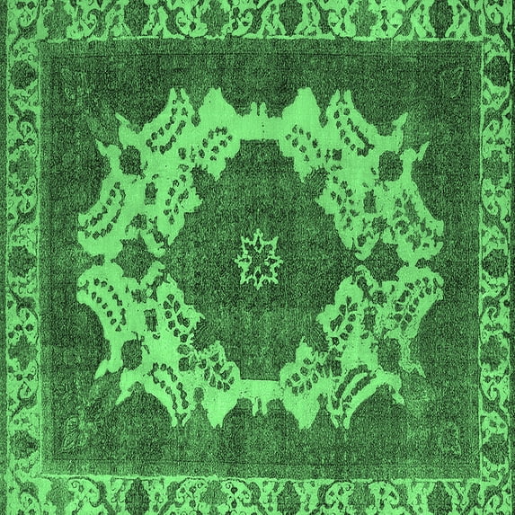 Ahgly Company Indoor Square Oriental Emerald Green Industrial Area Rugs, 5' Square