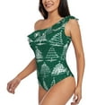 thumbnail image 2 of Gaeub Christmas Trees Women's One Shoulder Ruffle Tummy Control Swimwear for Swimming Surfing Beach Party - Medium, 2 of 8