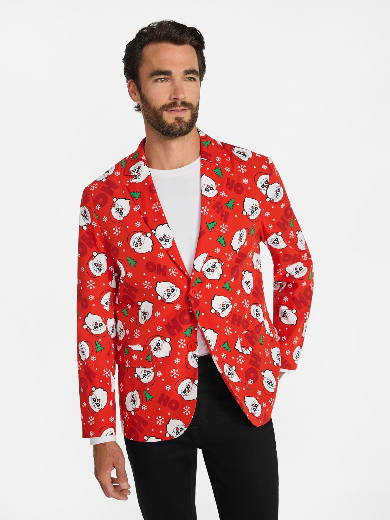 Jolly Knits Men's and Big Men's Christmas Print Blazer, Sizes S-3XL
