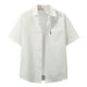 thumbnail image 1 of Camisas Hombre Manga Larga Camisa de manga corta para hombre de primavera/verano de color sólido con solapa informal de tamaño para vacaciones en la playa (White, L), 1 of 3