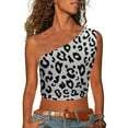 thumbnail image 2 of Leutsin Womens Print Tank Crop Tops Sleeveless One Shoulder Shirt Summer Charming Tees, 2 of 7