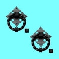 thumbnail image 2 of Renovators Supply Door Knockers for Front Door 7" Black Cast Iron Georgian Style Ring Door Knocker w/Screws Pack of 2, 2 of 4