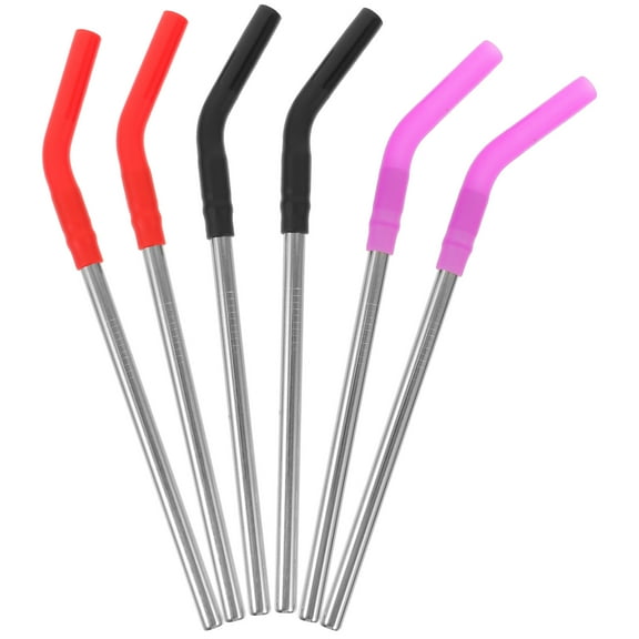 6Pcs Reusable Metal Straws with Silicone Tips Stainless Steel Drinking Straws for Everyday Use