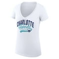 thumbnail image 2 of Women's G-III 4Her by Carl Banks White Charlotte Hornets Filigree Logo V-Neck Fitted T-Shirt, 2 of 3