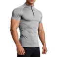 thumbnail image 2 of TAGOLD Mens Summer Short Sleeve Stand Collar Blouse & Shirt Solid Color Dry Outdoor Top, 2 of 4